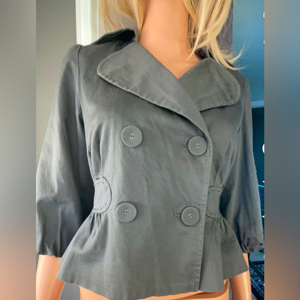 Elle Jacket Woman’s Size XS Gray Double Breasted Short Jacket